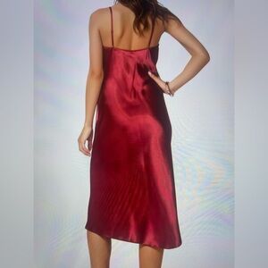 MEDIUM.  SATIN LIKE MAXI SLIP DRESS WITH TEAR DROP